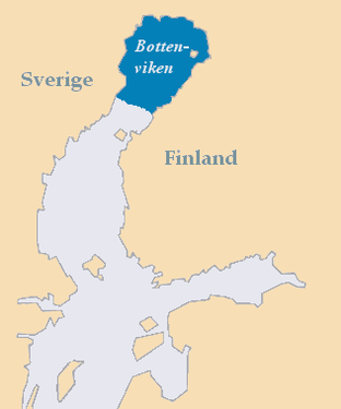 Map of the Gulf of Bothnia showing location of Bothnian Bay (shaded and labelled Bottenviken)