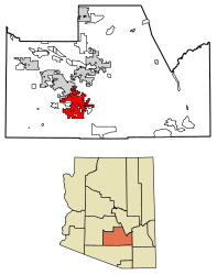 Location of Eloy in Pinal County, Arizona