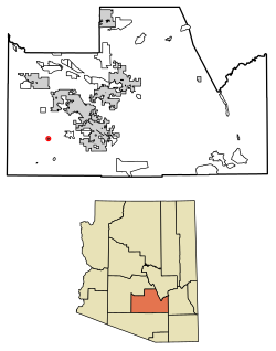 Location of Vaiva Vo in Pinal County, Arizona.