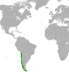 Location map for Chile and the Netherlands.