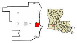 Location of Jennings in Jefferson Davis Parish, Louisiana.