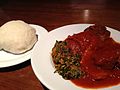 A plate of pounded yam and egusi soup