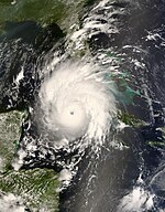 Hurricane Gustav at landfall in western Cuba at peak strength