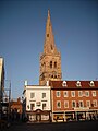 West tower and spire, from the Market Place