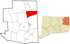 Putnam's location within Windham County and Connecticut