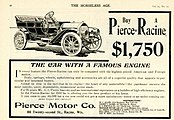 1910 Pierce-Racine advertisement in Horseless Age
