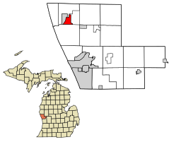 Location in Muskegon County and the state of Michigan
