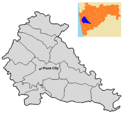 Location of Pune City in Pune district in Maharashtra
