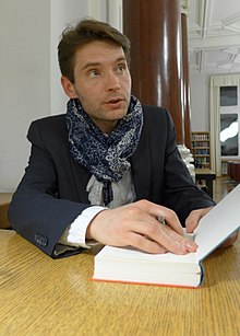 Martinovich signing his book Paranoia, Literaturhaus Zürich, April 8, 2015