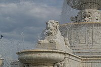 Detail of one of fountain's lion figures