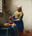 Image 5 The Milkmaid Painting: Johannes Vermeer The Milkmaid is an oil painting on canvas by the Dutch artist Johannes Vermeer. Thought to have been completed c. 1657–58, it depicts a domestic kitchen maid pouring milk into a squat earthenware container. It is now in the Rijksmuseum in Amsterdam, Netherlands. More selected pictures