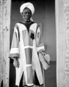 The caretaker of the Khalifa's house in Omdurman, wearing a jibba of the type worn by leaders of the Mahdist Army. 1936.