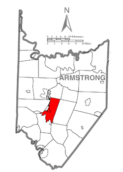Map of Armstrong County, Pennsylvania, highlighting Manor Township