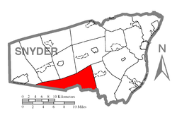 Map of Snyder County, Pennsylvania highlighting West Perry Township