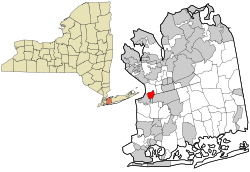Location of New Hyde Park within Nassau County and the state of New York