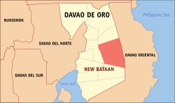 Map of Davao de Oro with New Bataan highlighted