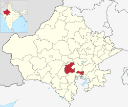 Location of Bhilwara district in Rajasthan