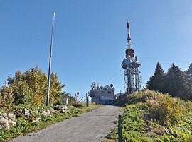 The antenna tower and mast of le mont du Chat