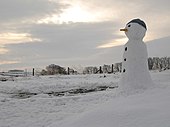A snowman in Allendale, Northumberland, United Kingdom
