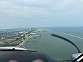 Cleveland Burke Waterfront Airport from the cockpit of a Kingair E90