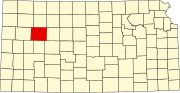 Map of Kansas highlighting Gove County