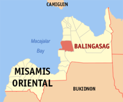 Map of Misamis Oriental with Balingasag highlighted