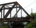 The Baltimore and Ohio Railroad Bridge, built in the late 19th or early 20th century as a two track, swing bridge across the Schuylkill River in the Grays Ferry neighborhood in Philadelphia, Pennsylvania. Now a CSX Philadelphia Subdivision bridge. View of the southwest end of the bridge.