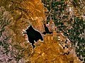 Satellite photo of San Luis Dam and the O'Neill Forebay