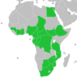 A coloured map of the countries of Africa