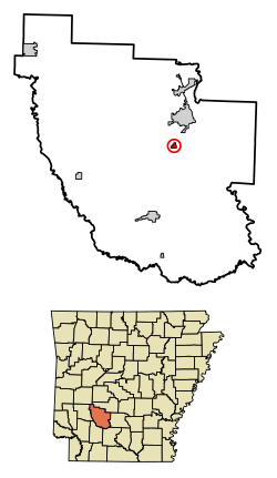 Location of Gum Springs in Clark County, Arkansas.