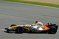 For 2007, Renault switched from Mild Seven to ING. This is Giancarlo Fisichella driving the Renault R27 at the 2007 British Grand Prix.