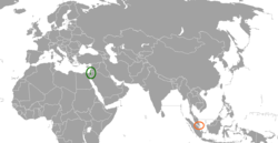 Map indicating locations of Israel and Singapore