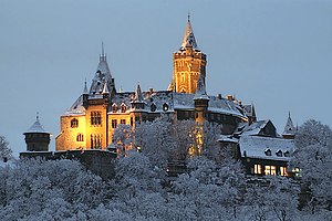 Wernigerode Castle in Winter, Shutter speed was automatic, which makes the image brighter than the castle was at the time.