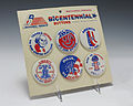 Six different Bicentennial buttons designed and sent by two art teachers to President Gerald Ford