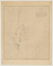 Chart of Great Andaman showing parts surveyed by Blair in 1788-1789, including Barren Island and Invisible Bank