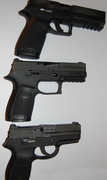Top: P250 Full Size, middle: P250 Compact (with the trigger group removed), bottom: P250 Sub Compact