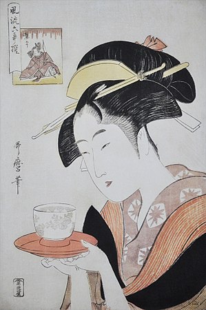 Fūryū Rokkasen version, matching O-Kita with the poet Ariwara no Narihira
