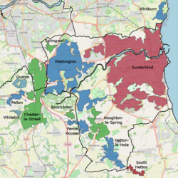 Sunderland Built-up area's sub divisions