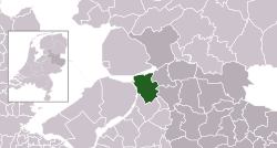 Highlighted position of Kampen in a municipal map of Overijssel