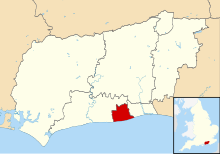 Worthing borough is a very small, pentagon-shaped area in the south of the county of West Sussex.