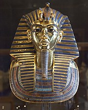 Mask of Tutankhamun, c. 1327 BC, gold, glass and semi-precious stones, Egyptian Museum, Cairo