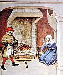 Spit-roasting, from a 1432 manuscript of the Decameron