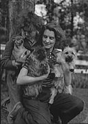 Eva Le Gallienne and unidentified woman (Marion?), with dogs (1937)