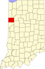 Benton County's location in Indiana