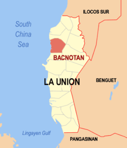 Map of La Union with Bacnotan highlighted