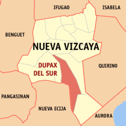 Map of Nueva Vizcaya with Dupax del Sur highlighted