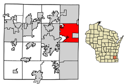 Location of Brookfield in Waukesha County, Wisconsin