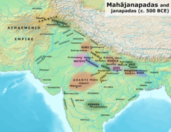 Map of the 16 Mahājanapadas.