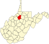 State map highlighting Doddridge County