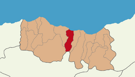 Map showing Yomra District in Trabzon Province